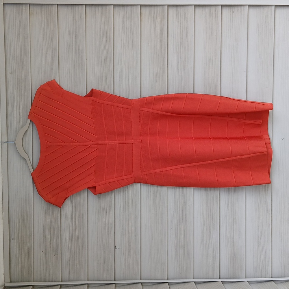 NWOT $2147 Herve Leger Orange Bandage Zip Front Dress - Picture 8 of 10
